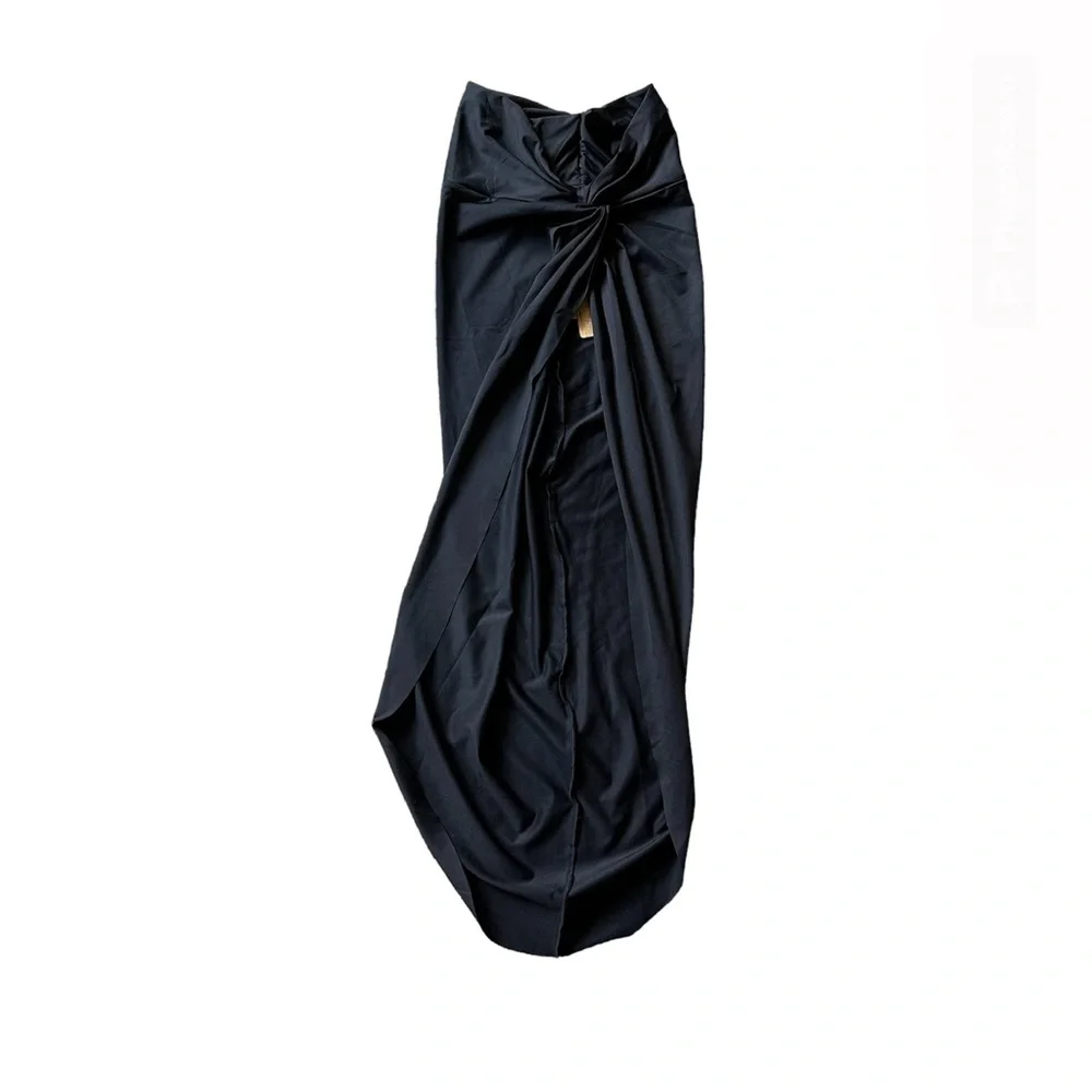 SKIMS Black Twist Front Swim Sarong